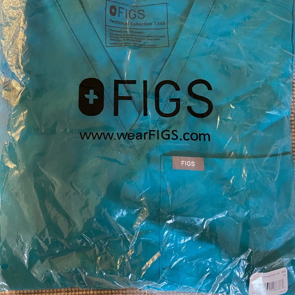 FIGS CATARINA ONE-POCKET TOP SIZE XXS - TEAL